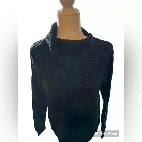 Matty M Women's Size Large Sweater Gray Asymmetrical Cowl Neck Long Sleeve - Picture 2 of 9